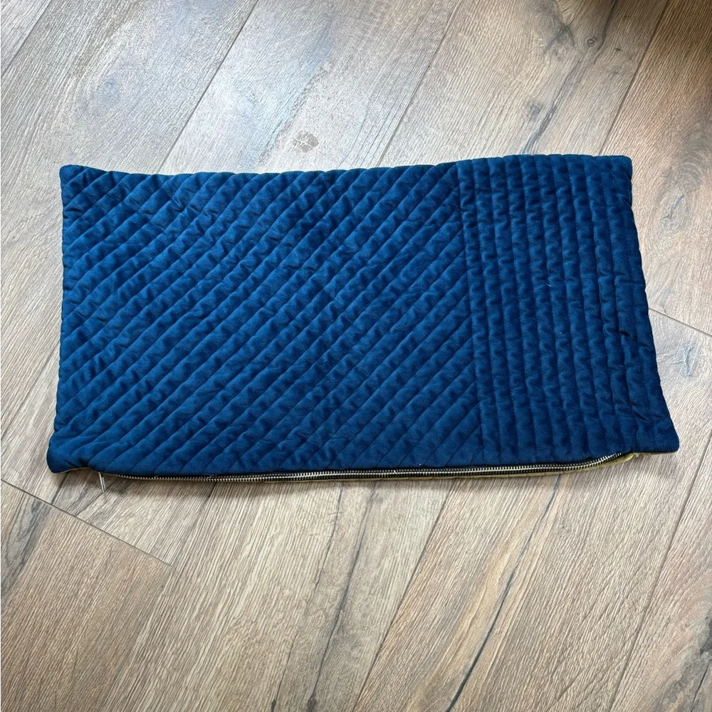 Quilted velvet navy green pillow sham rectangular 12x22 inch accent pillow